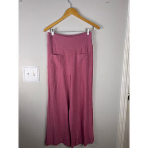 Band of the Free Linen Wide Leg Pants Mauve Smocked Waist Boho Chic Festival